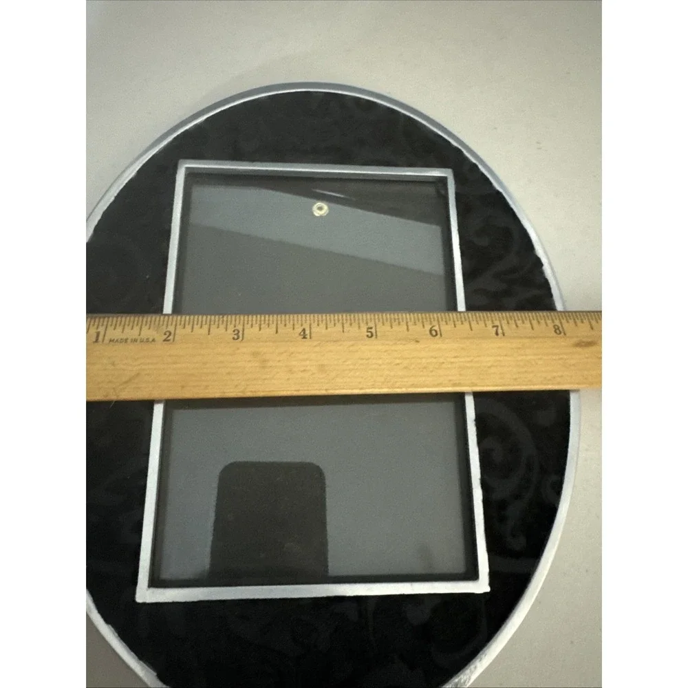 VTG Pewter Filigree Oval Shape Photo Frame for 4.5x6.5